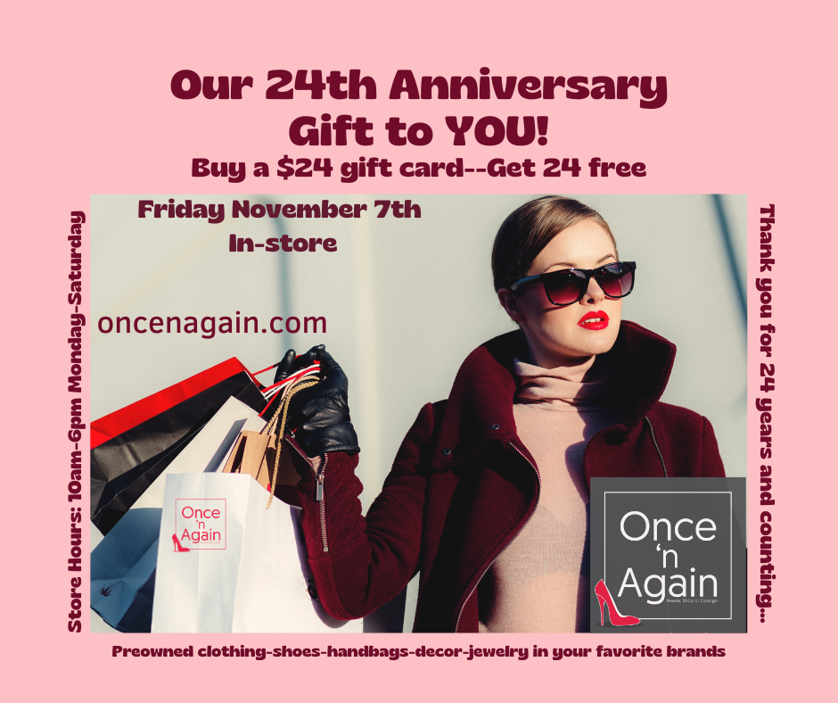 Once ‘n Again is a consignment resale thrift shop in Fairbury, IL. Brand name consignment. women's clothing, shoes, handbags