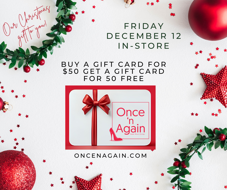 preowned clothing consignment bogo gift card oncenagain